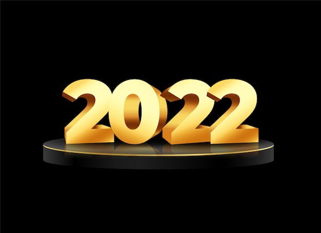 Bezpłatny wektor 2022 3d styl złoty tekst nowy rok tło