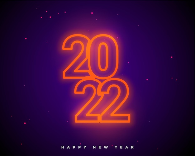2022 Nowy Rok Pomarańczowe Neonowe Tło Blasku Led