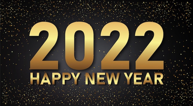 2022 szczęśliwego nowego roku celebracja ciemnego luksusowego tła ilustracji wektorowych ze złotym metalicznym numerem