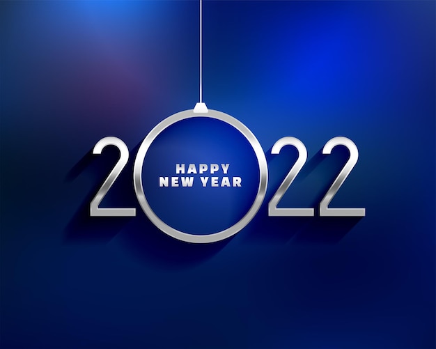 Bezpłatny wektor 2022 szczęśliwego nowego roku srebrne i niebieskie tło