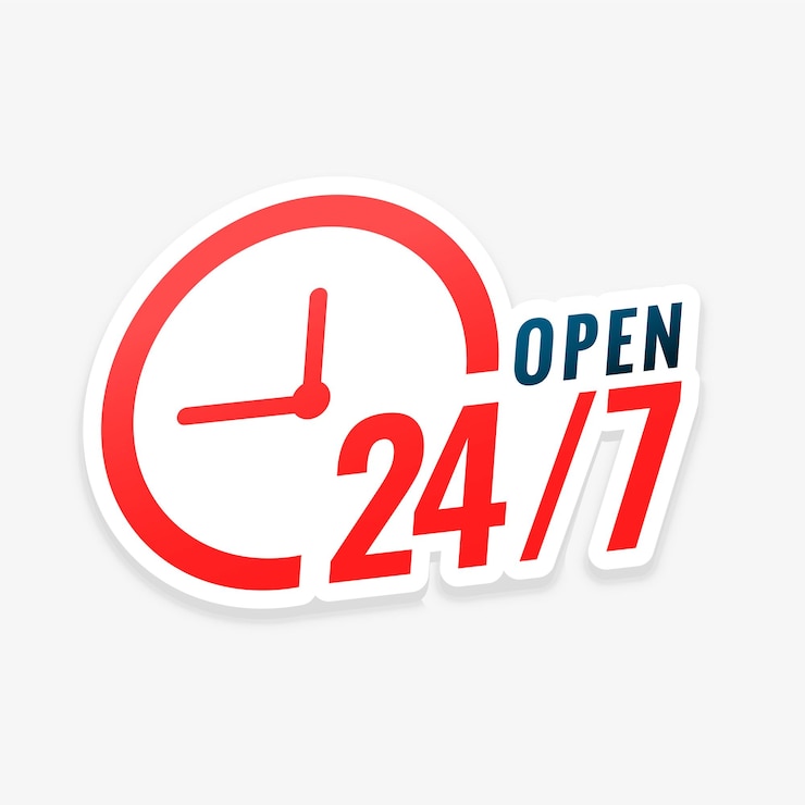 Bezpłatny plik Wektor 24-godzinny i 7-dniowy szablon jest zawsze otwarty dla komunikacji i wygody