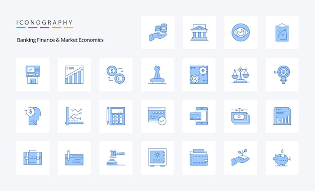 Bezpłatny wektor 25 bankowość finanse i ekonomia rynku niebieska ikona pakietu ikony wektorowe ilustracji