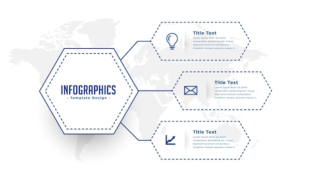 3-krotny szablon wykresu infograficznego sukcesu z projektem mapy świata