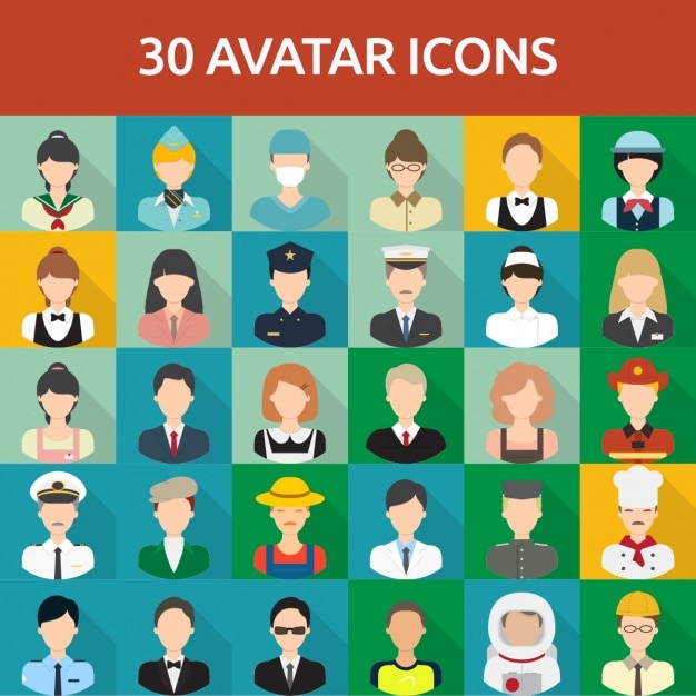 Bezpłatny wektor 30 avatar ikony