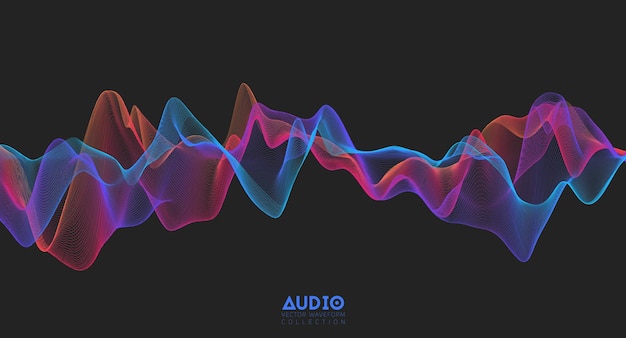 3d audio fala dźwiękowa Kolorowa oscylacja pulsu muzycznego Świecący wzór impulsu