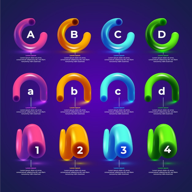 3d Błyszczący Infographic Kolekcja Szablon Koncepcja