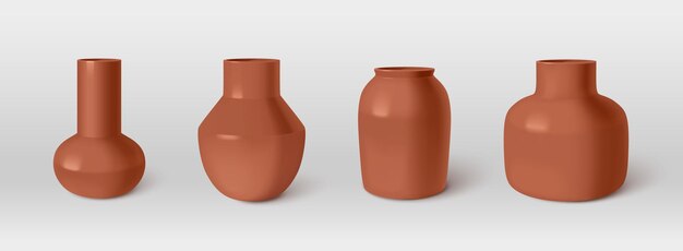 3d brązowy ceramiczny garnek kwiatowy Terracotta wazon rurka