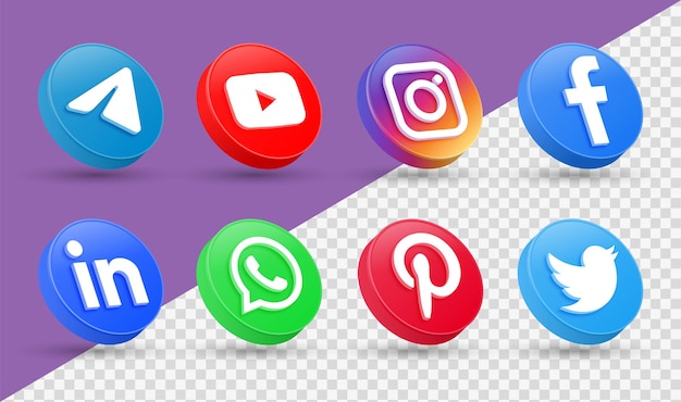 3d ikony mediów społecznościowych logo w nowoczesnym stylu koło ikona sieci facebook instagram
