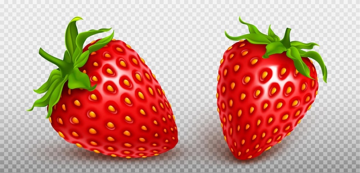 Bezpłatny plik Wektor 3d mucha realistyczne na białym tle ikona owoców truskawek ustawiona na przezroczystym tle czerwona świeża jagoda element lato grafika nasiona i łodygi na całym pysznym produkcie clipart kolekcja ekologicznego zdrowia