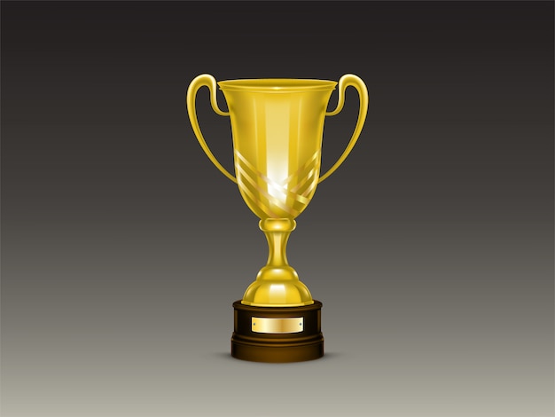 3d realistyczna filiżanka, złoty trofeum dla zwycięzcy rywalizacja, mistrzostwo.
