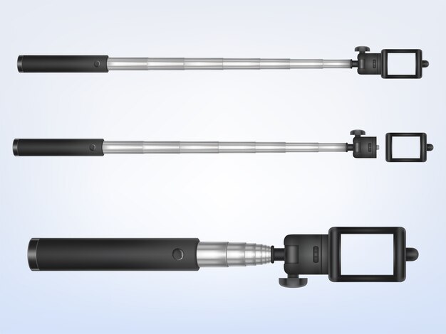 3d realistyczny monopod do smartfona, składany uchwyt. Uchwyt na telefon do zdjęcia, selfiestick