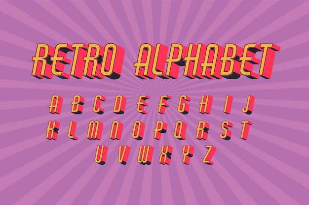 3d retro alfabetyczny projekt