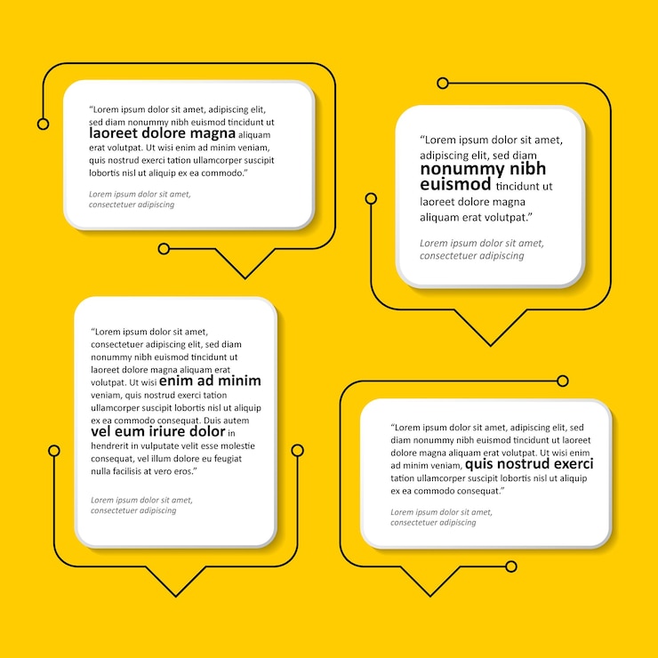 Bezpłatny plik Wektor 4 kroki projektowania schematu przepływu infograficznego zestaw czterech szablonów cytatów geometrycznych