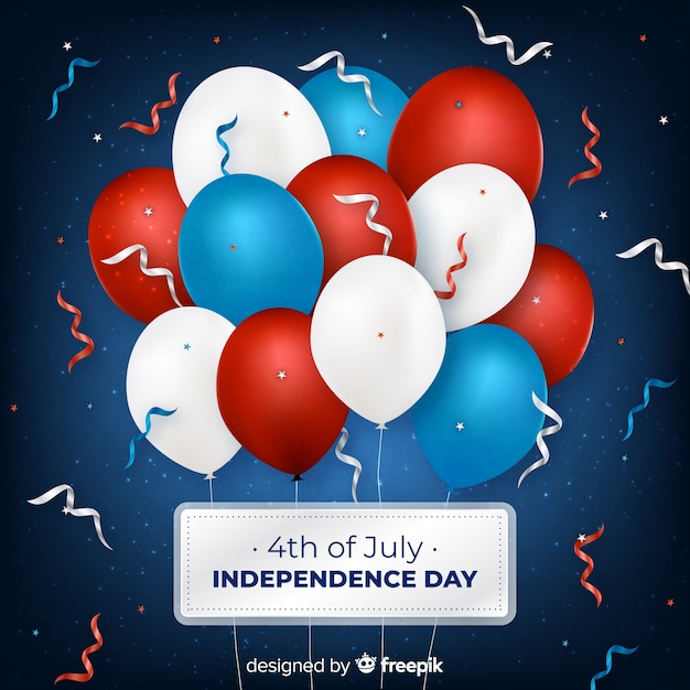 4th Lipiec - dnia niepodległości tło z balonami