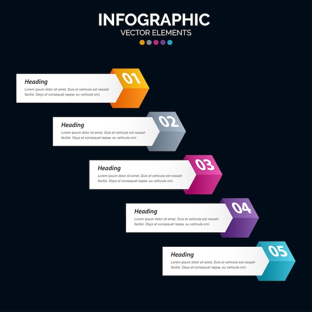 5 Kroków Wektor Projektowania Infografiki I Marketing Mogą Służyć Do Ilustracji Wektorowych Układu Przepływu Pracy