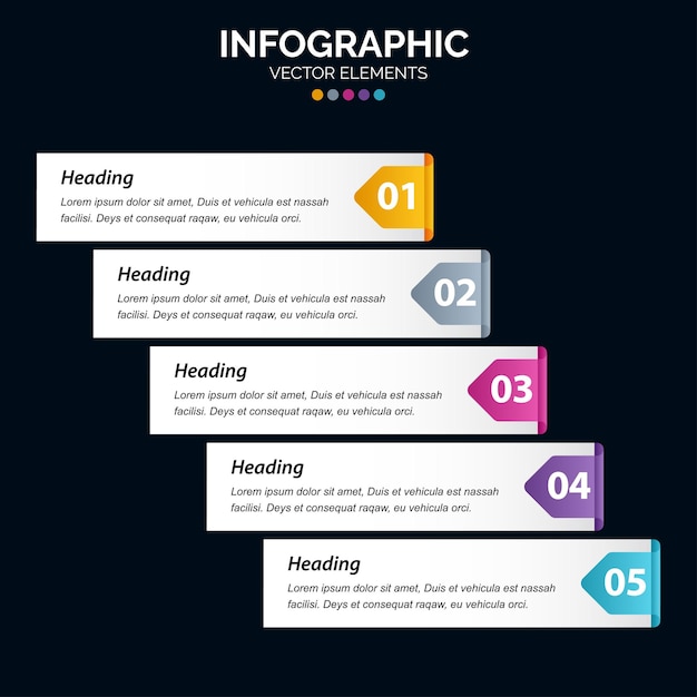 5 Kroków Wektor Projektowania Infografiki I Marketing Mogą Służyć Do Ilustracji Wektorowych Układu Przepływu Pracy