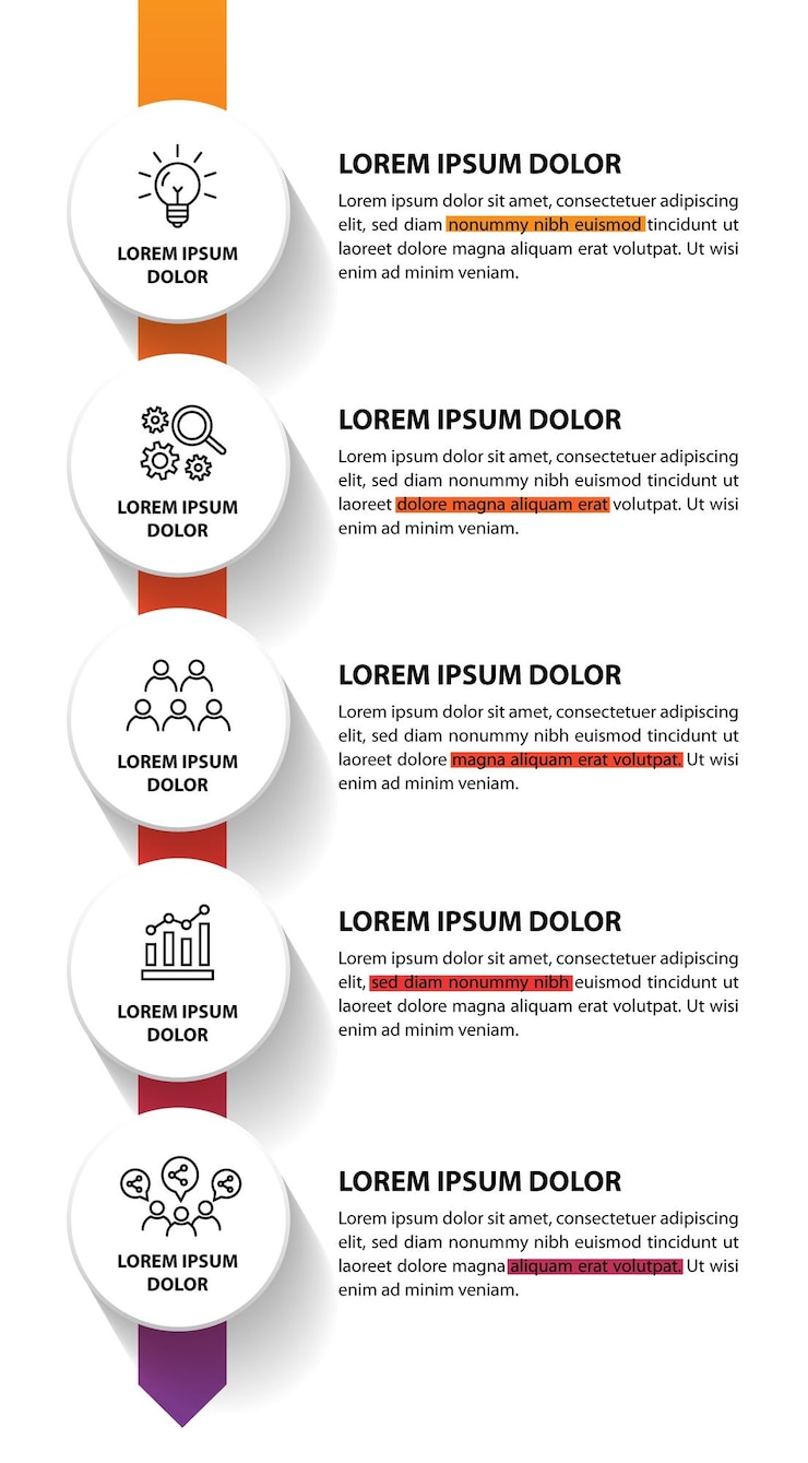 Bezpłatny plik Wektor 5-krotny szablon projektowania schematu przepływu infograficznego