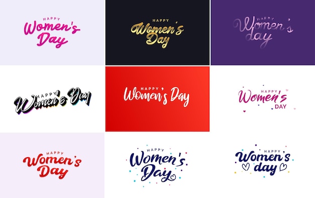 8 Marca Projekt Typograficzny Z Tekstem Happy Women's Day