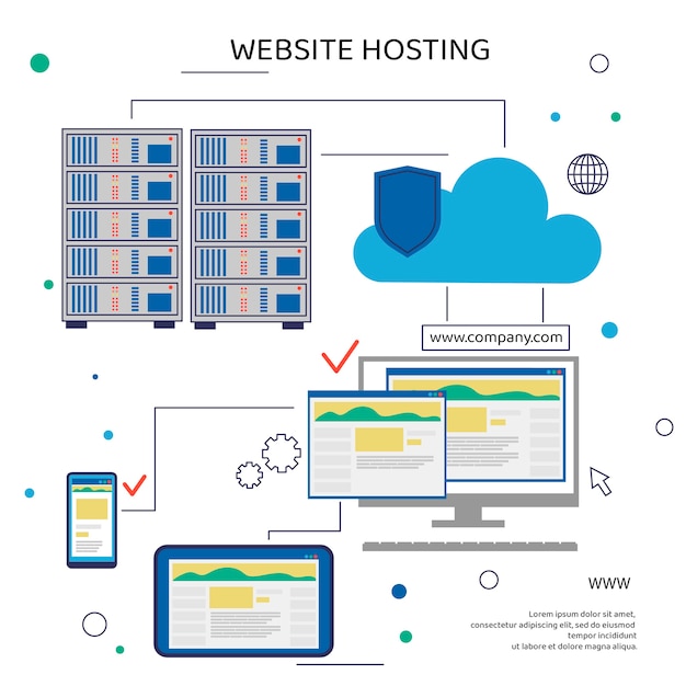 Bezpłatny wektor abstrakcyjna ilustracja hostingu kreatywnej strony internetowej