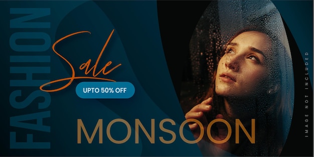 Abstrakcyjna Moda Monsoon Sprzedaż Baner Oferta Rabat Biznesowy Tło Wektor Swobodny