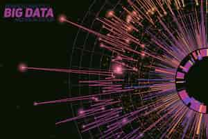 Bezpłatny wektor abstrakcyjna okrągła wizualizacja dużych danych. futurystyczny projekt infografiki. wizualna złożoność informacji. skomplikowana grafika wątków danych. reprezentacja sieci społecznościowej lub analityki biznesowej.