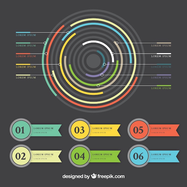 Bezpłatny wektor abstrakcyjne kolorowe koła infografika