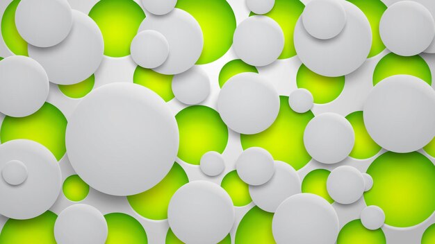 Abstrakcyjne tło dziur i okręgów z cieniami w kolorach zielonym i białym