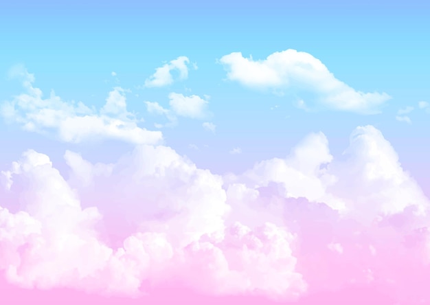 Bezpłatny wektor abstrakcyjne tło nieba z chmurami bawełny cukrowej