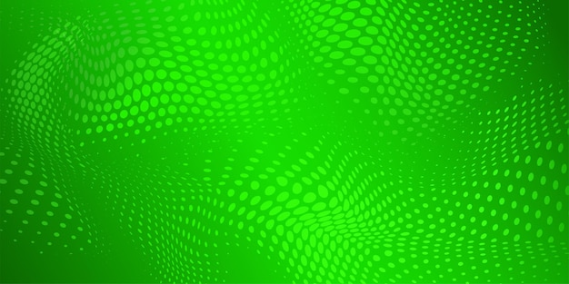 Abstrakcyjne tło półtonów z falistą powierzchnią wykonaną z kropek w zielonych kolorach