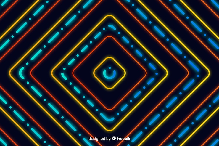 Bezpłatny plik Wektor abstrakcyjne tło z geometrycznymi kształtami neonowymi
