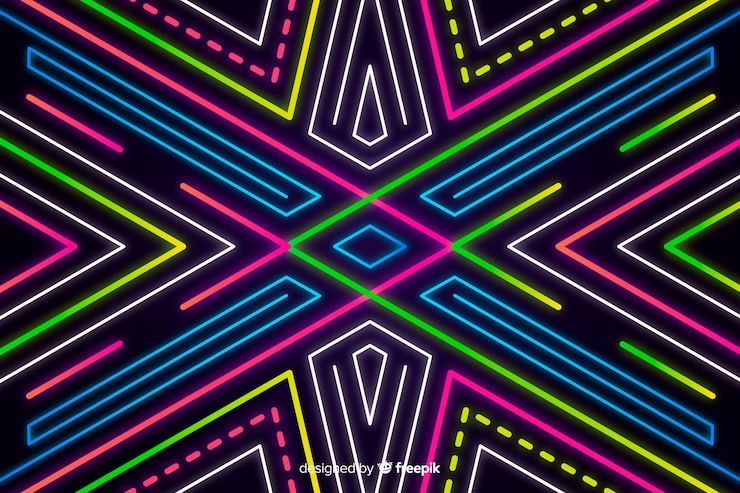 Bezpłatny plik Wektor abstrakcyjne tło z geometrycznymi kształtami neonowymi