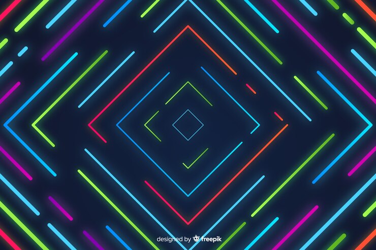 Bezpłatny plik Wektor abstrakcyjne tło z geometrycznymi kształtami neonowymi
