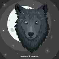 Bezpłatny wektor abstrakcyjne tło z wilkiem i księżyc