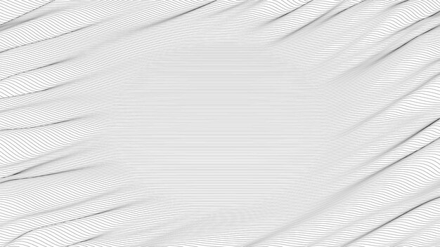 Abstrakcyjne tło ze zniekształconymi kształtami linii na białym tle Monochromatyczne fale dźwiękowe