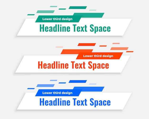 Bezpłatny wektor abstrakcyjny dolny trzeci szablon nagłówka biznesowego w zestawie