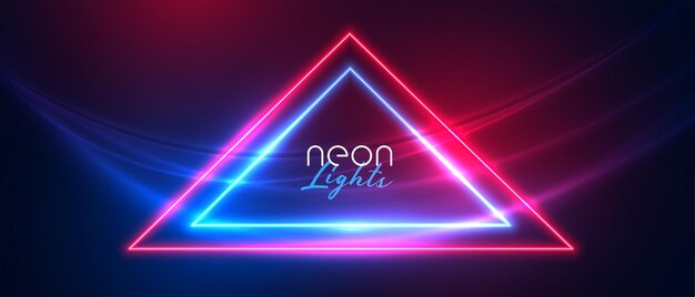 Abstrakcyjny trójkąt neonowy z tłem fal świetlnych