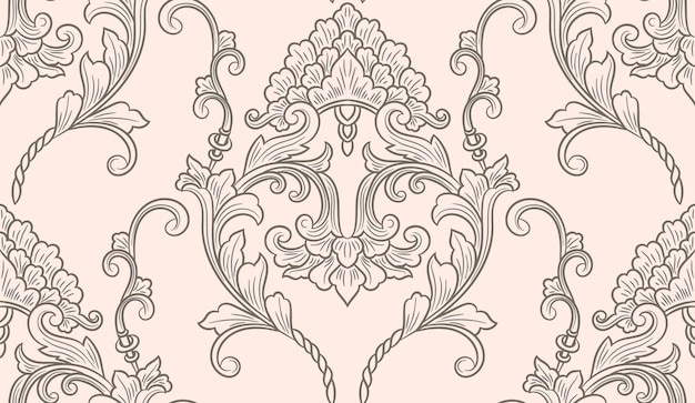 Bezpłatny wektor adamaszek bezszwowe wzór elementu wektor kwiatowy ornament adamaszku vintage ilustracji