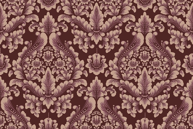 Bezpłatny wektor adamaszek bezszwowy wzór elementu wektor klasyczny luksusowy staromodny adamaszkowy ornament królewski wiktoriański bezszwowe tekstura do tapet zawijania tekstyliów vintage wykwintne kwiatowy barokowy szablon
