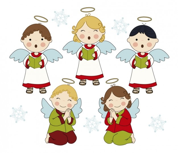Bezpłatny wektor adorable anioły śpiewające