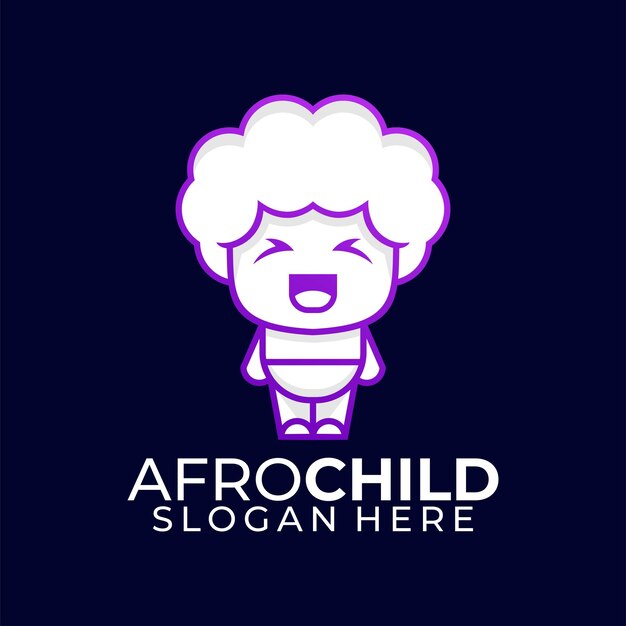 Afro Dziecko Logo Przebiegłość Wektor Wzór