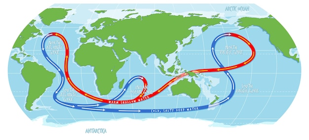 Bezpłatny wektor aktualna mapa świata oceanu