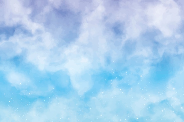 Akwarela bawełniane chmury niebieskie tło