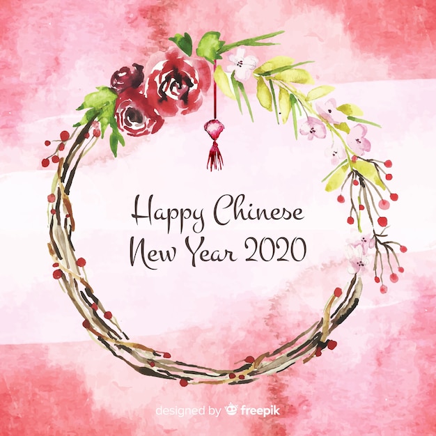 Bezpłatny wektor akwarela chiński nowy rok