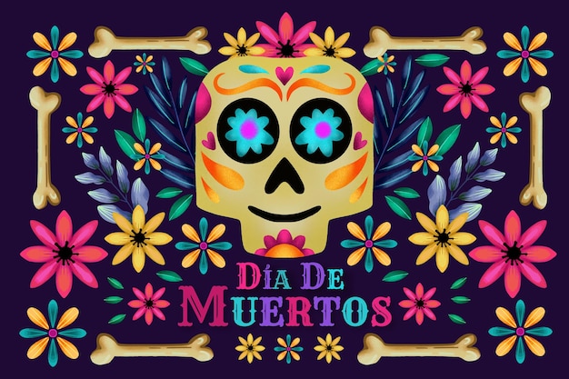 Akwarela Dia De Muertos Tło