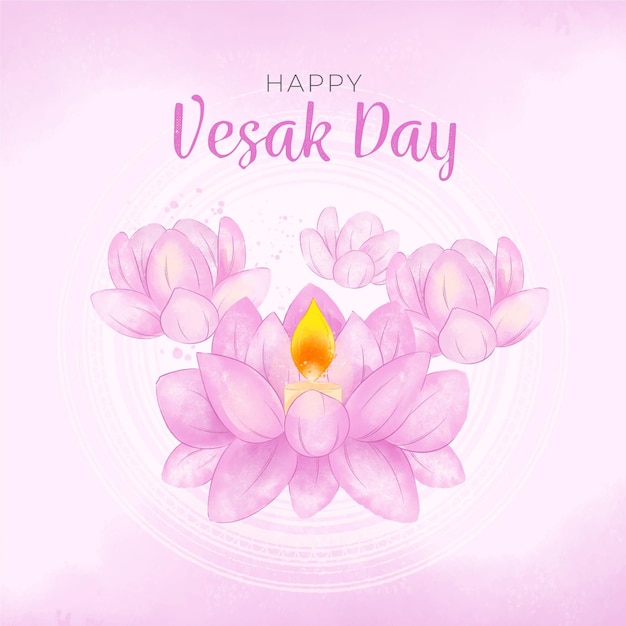 Bezpłatny wektor akwarela dzień vesak ilustracja