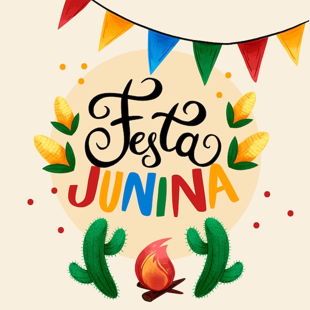 Bezpłatny wektor akwarela festa junina tło