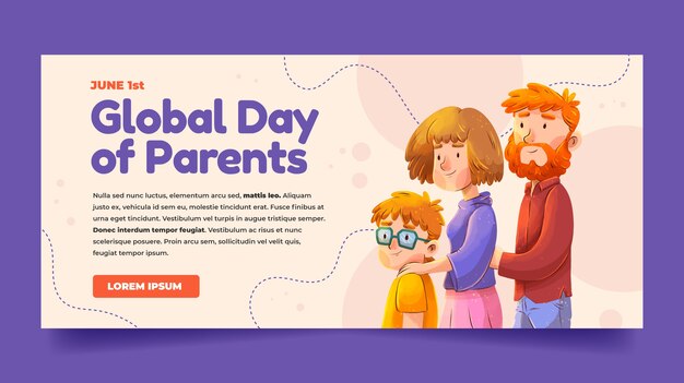Akwarela globalny dzień rodziców poziomy baner