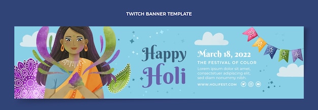 Bezpłatny wektor akwarela holi twitch banner