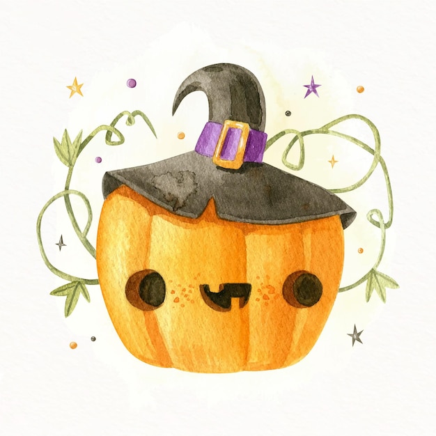 Akwarela Ilustracja Dyni Halloween