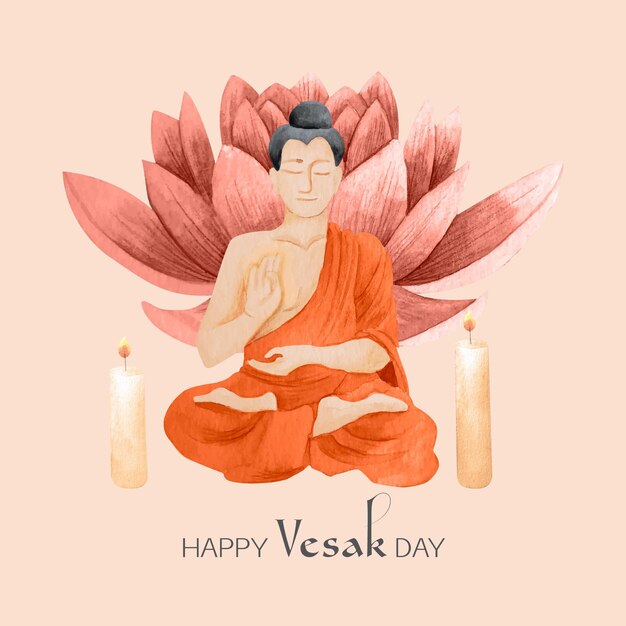 Akwarela Ilustracja Dzień Vesak